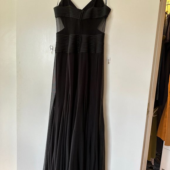 JS Collections Black Spaghetti Strap Mesh Back Evening Dress - Picture 2 of 4